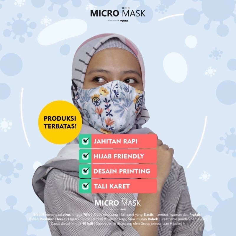 Masker Hijab Kain Motif/ Micromask / Masker Hijacket/Spectrum Masker laki dan perempuan