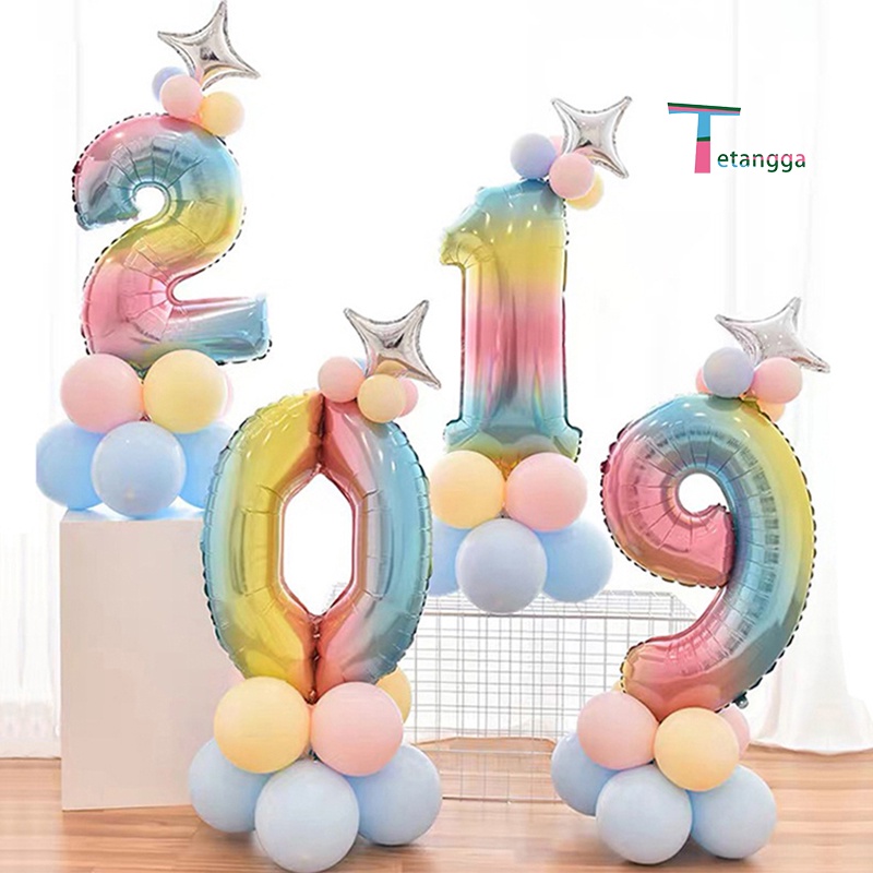 Balon Foil 1 Set Angka Balon angka Jumbo Rainbow Balon Usia