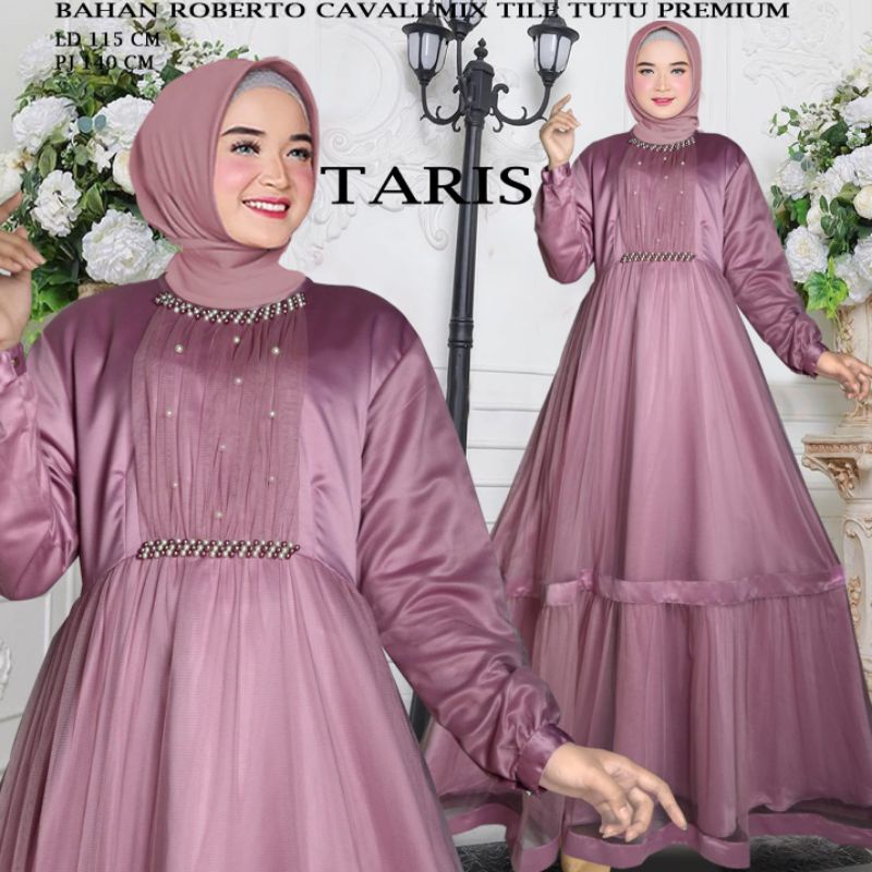 (NEW ARRIVAL) Dress Gamis Muslim terbaru, bahan Roberto Cavalli Mix Tille Tutu LD 115/ Dress Pesta K