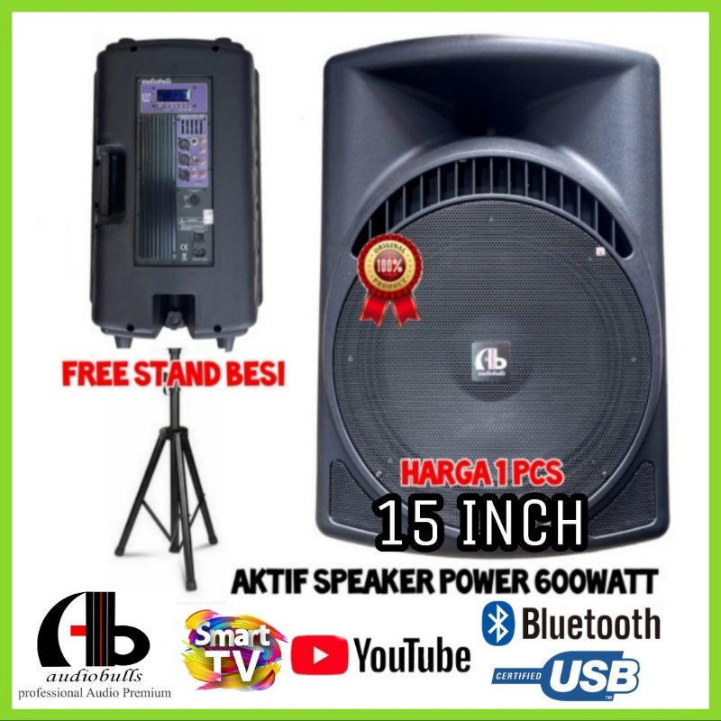 Speaker Aktif AB Audio Bulls 15 Inch Bluetooth Model Mackie Plus Stand Speaker - 1 Pcs