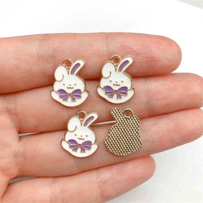 4pcs Liontin Bentuk Hewan Kelinci Bahan Alloy Charms