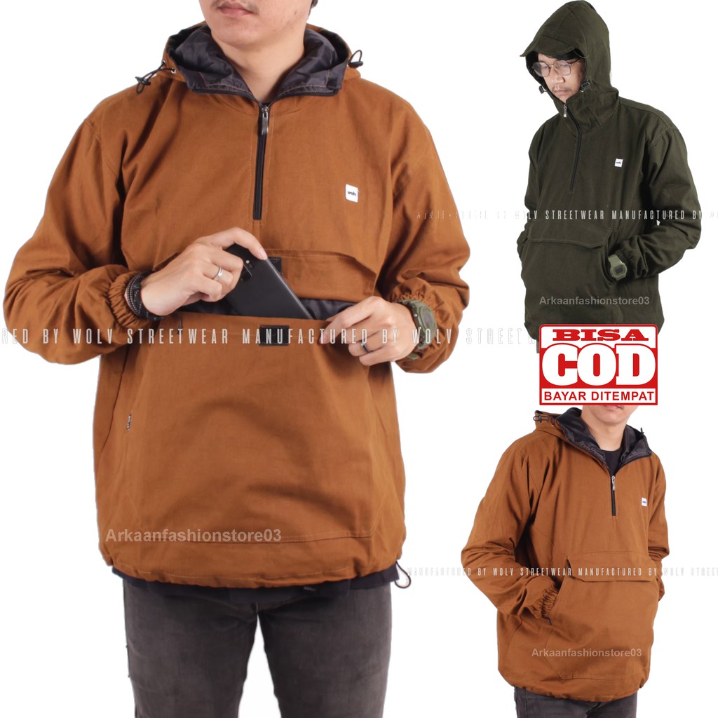 [ PALING BARU ] JAKET WINDBREAKER CANVAS PRIA / JAKET CAGOULE CANVAS / JAKET CANVAS ORIGINAL WOLV