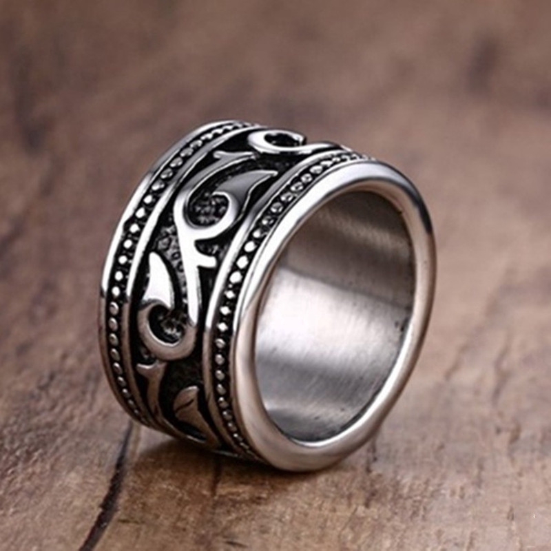 Cincin Hitam Perak Pria Motif Fancy Peripheral