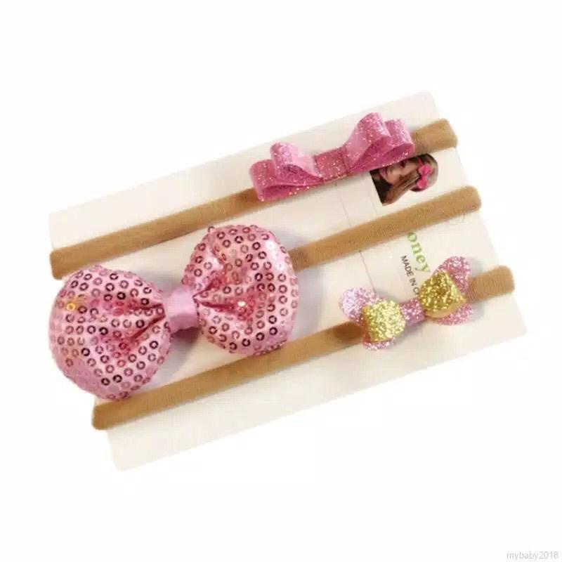 3 Pcs Flower Pearl Headband set Bandana Balita BABY AVENE