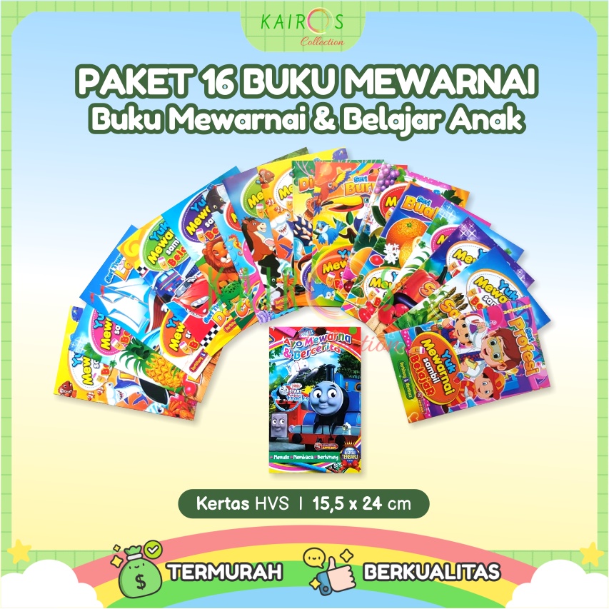 Paket Hemat 16 Buku Mewarnai dan Belajar Anak Buku Gambar Buku Warna (GRATIS 1 Buku Warna Karakter)