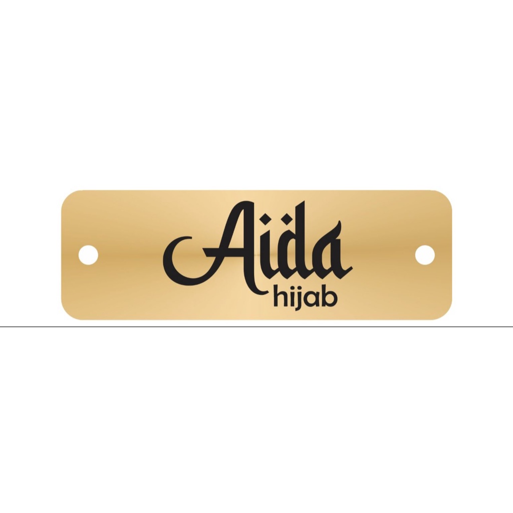 

label akrilik Aida Hijab gold ukuran 1x3 cm 100 pcs