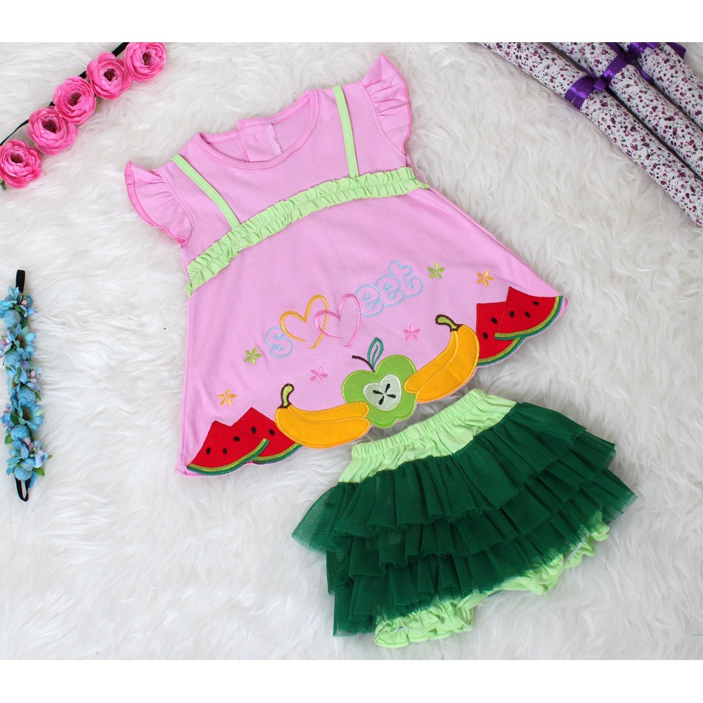 Set Bayi Sweet 2in1/ Setelan Bayi Kekinian/ Baju Bayi Motif Lucu/ Setelan Bayi 0-6 Bulan