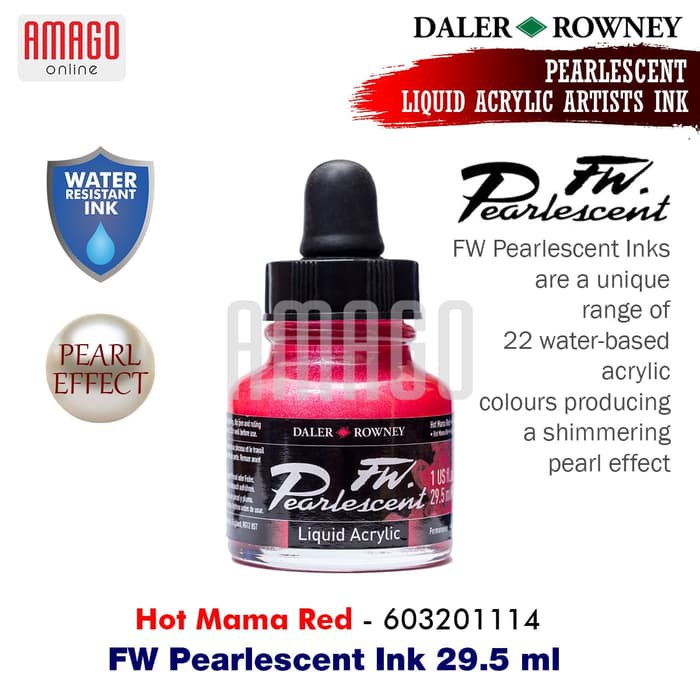 DALER-ROWNEY - FW PEARLESCENT INK 29.5 ML - HOT MAMA RED - 603201114