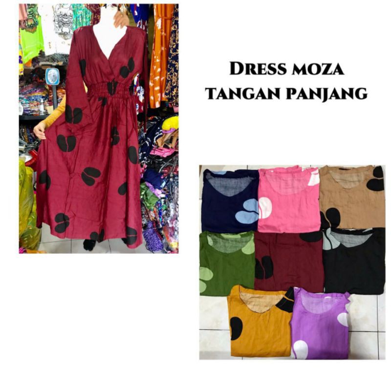 dress moza lengan panjang rayon bali