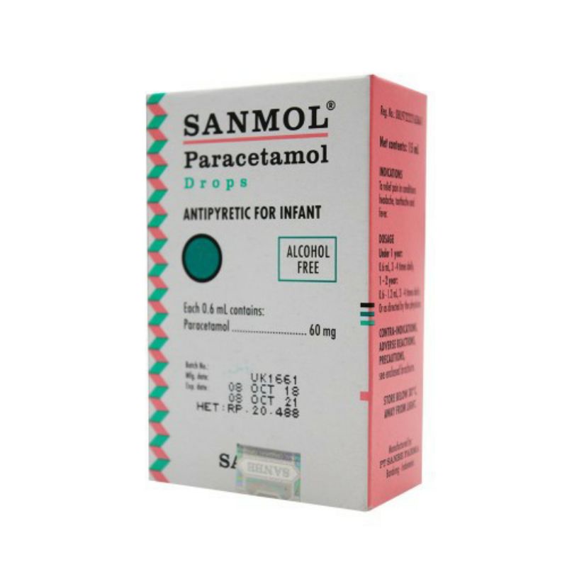 Sanmol drops penurun demam panas bayi 15 ml