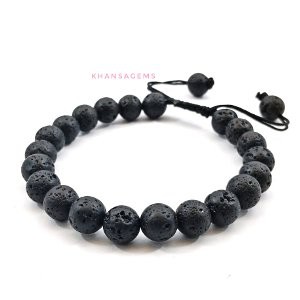 Gelang Batu Natural Lava Stone Model Tali Serut Shambala Unisex Bisa Untuk Pria Dan Wanita