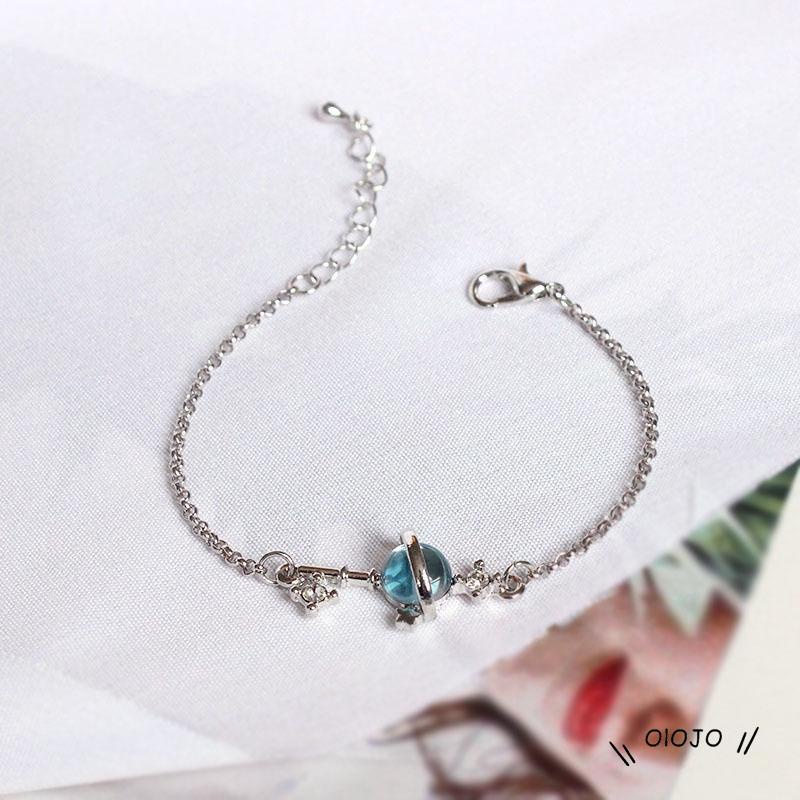 Gelang Desain Starry Sky Universe Star Key Pink Cat Eye Gaya Korea Untuk Mahasiswa