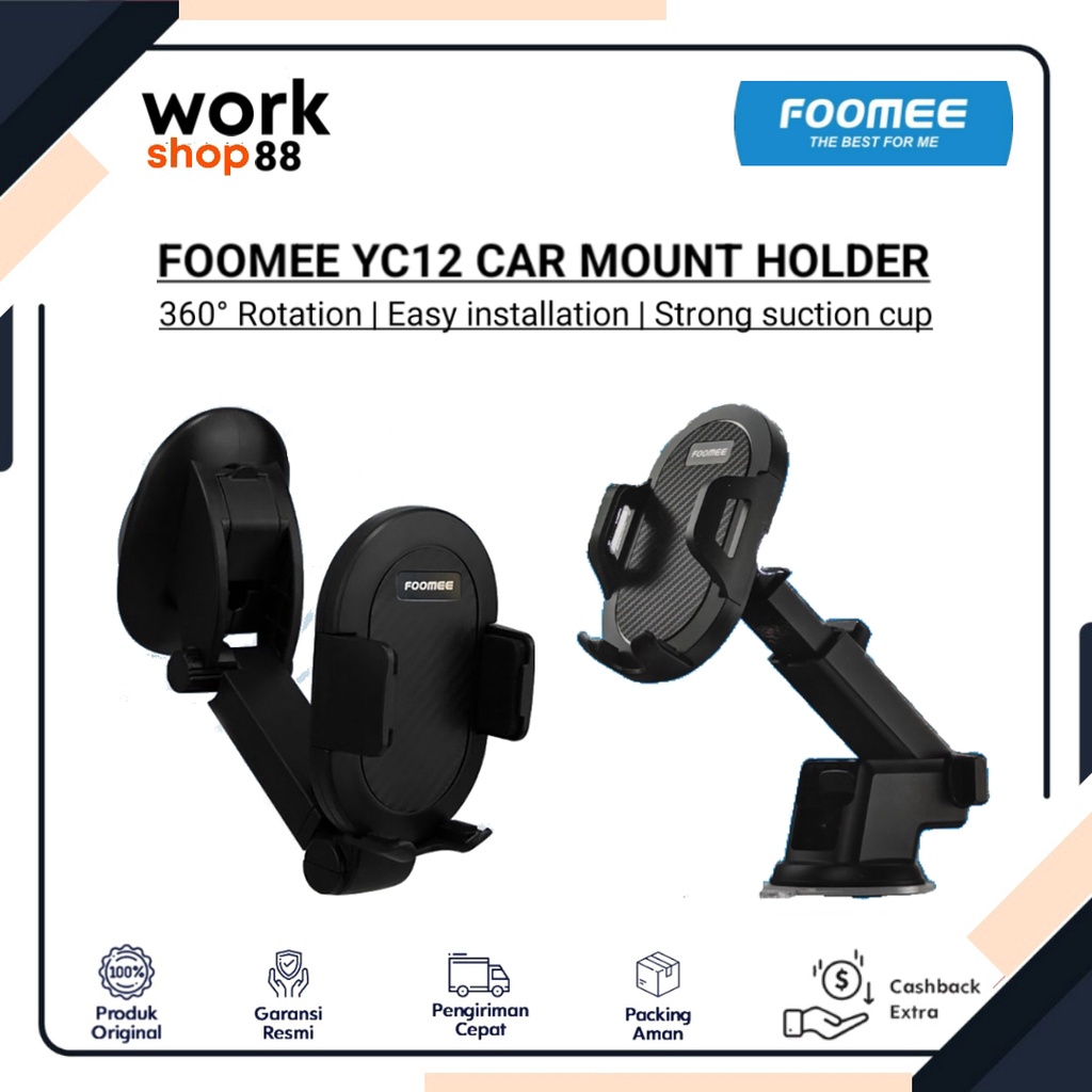 Terbaru FOOMEE YC12 Car Mount Holder - New Original Garansi Resmi Nasional - Strong suction cup | 36