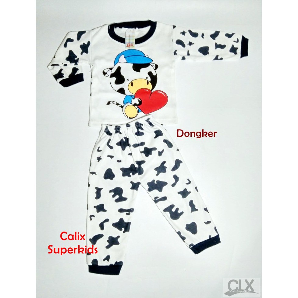 Piyama Anak Baby 1-3Thn Lovely Cow  Baju Tidur Setelan Laki Laki Perempuan