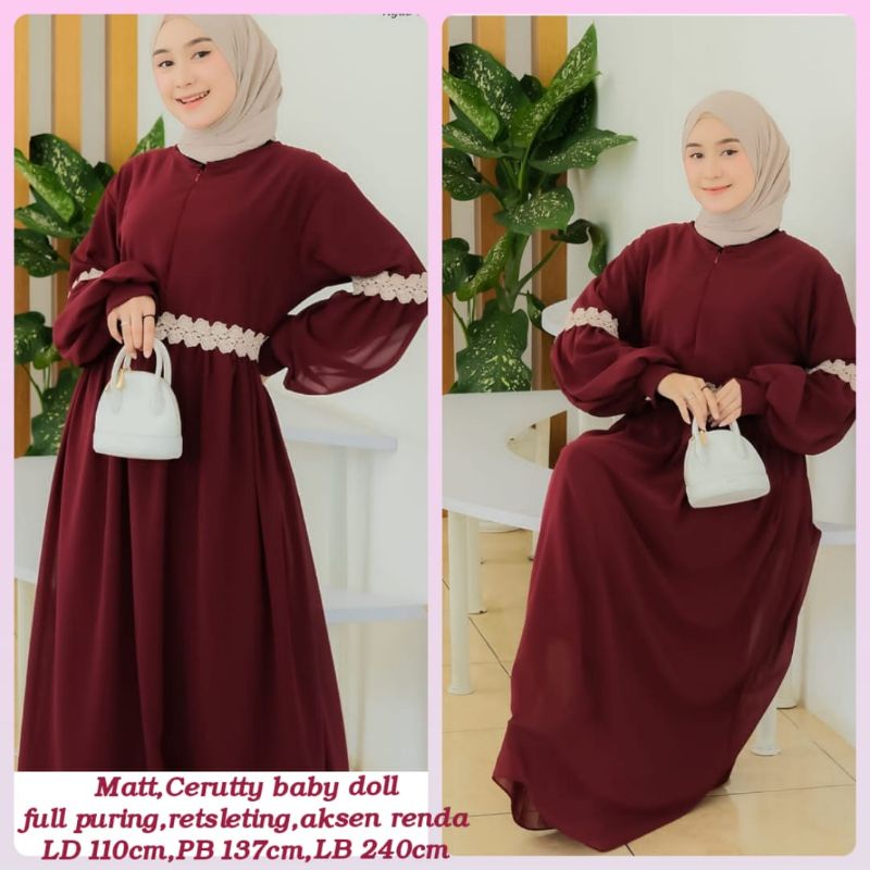 READY GAMIS JUMBO CERUTY RENDA DUA LENGAN BALON PREMIUM// GAMIS CERUTY JUMBO RENDA//LENGAN BALON//BUSUI//GAMIS RENDA ARAB//GAMIS DOUBLE PURING