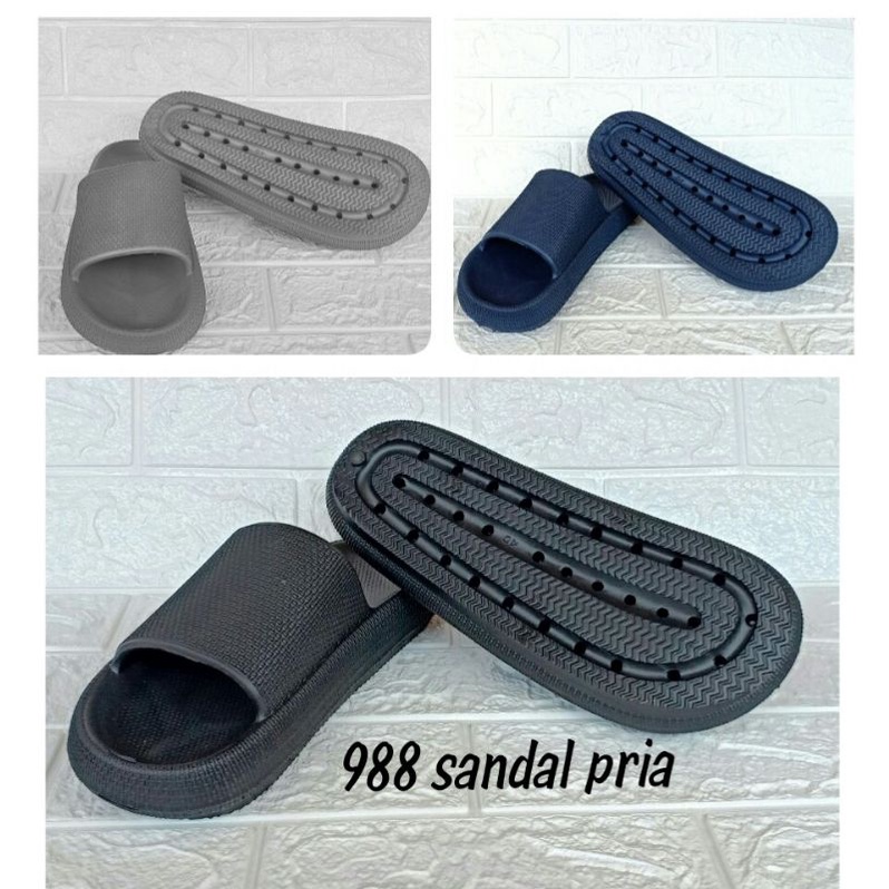 988 Sandal Slop Full Karet Pria Uk 40-44 Sendal Rumah Laki Laki Eva Empuk