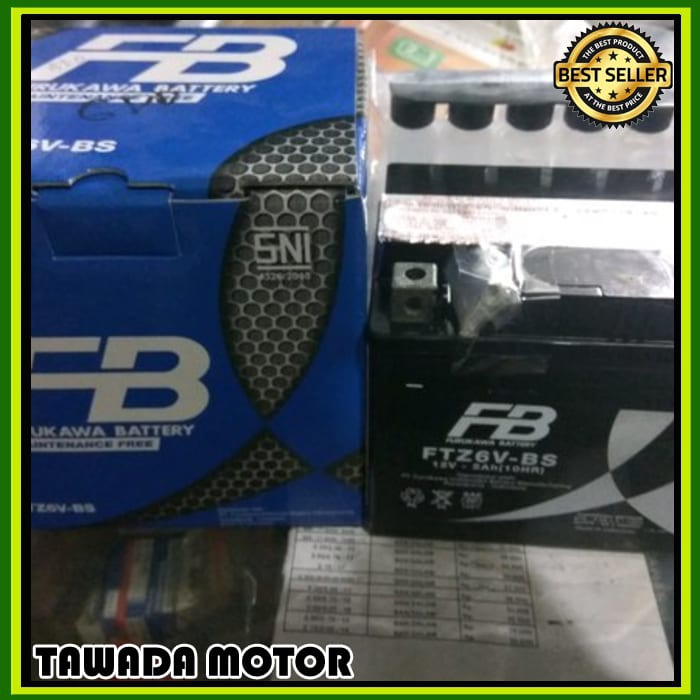 AKI ACCU KERING SUZUKI SATRIA FU MERK FURUKAWA ORIGINAL FTZ6V-BS