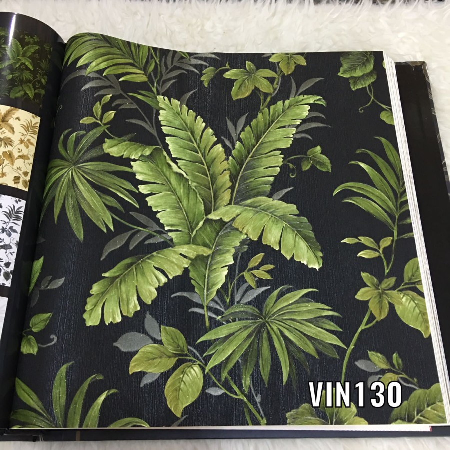 WALLPAPER DINDING MOTIF DAUN HIJAU NATURAL 3D VINCENZO