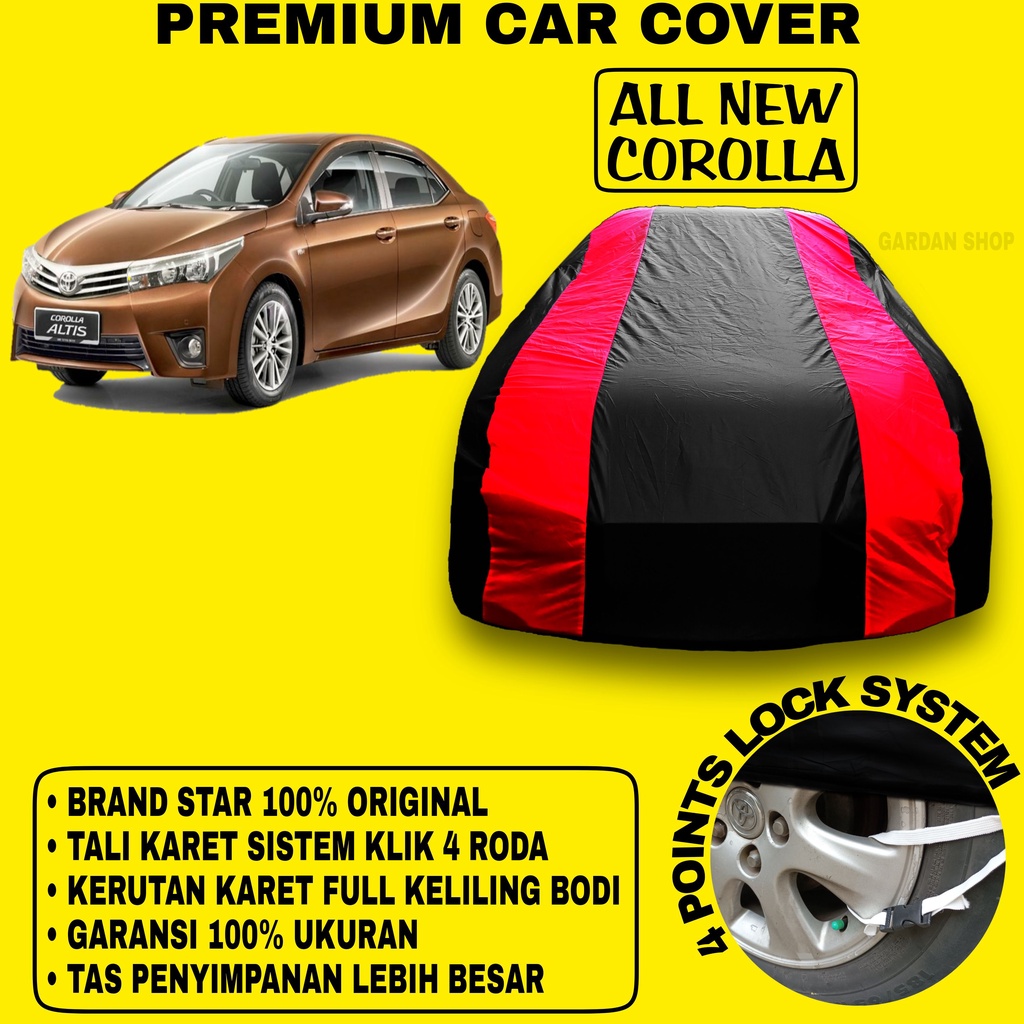 Body Cover ALL NEW COROLLA Sarung Strip MERAH Penutup Pelindung Bodi Mobil All New Corolla Waterproof PREMIUM