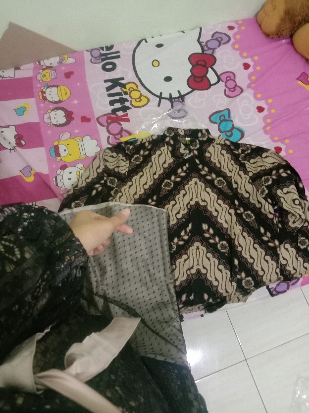 Gamis Couple-gamis Brukat Lace Maxmara Tile Doti - Kemeja Batik Pria