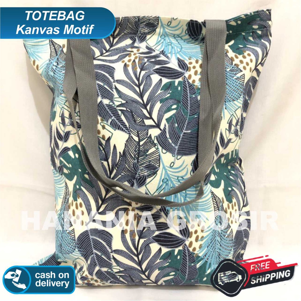 TOTE BAG WANITA TOTEBAG PRIA CANVAS MOTIF GOOD QUALITY WITH RESLETING GROSIR TAS JOGJA