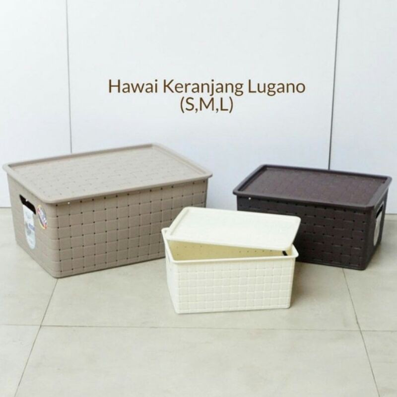 Hawaii 9250 DT Keranjang Lugano S Small Dengan Tutup Plastik Container Box Kotak Penyimpanan Kecil