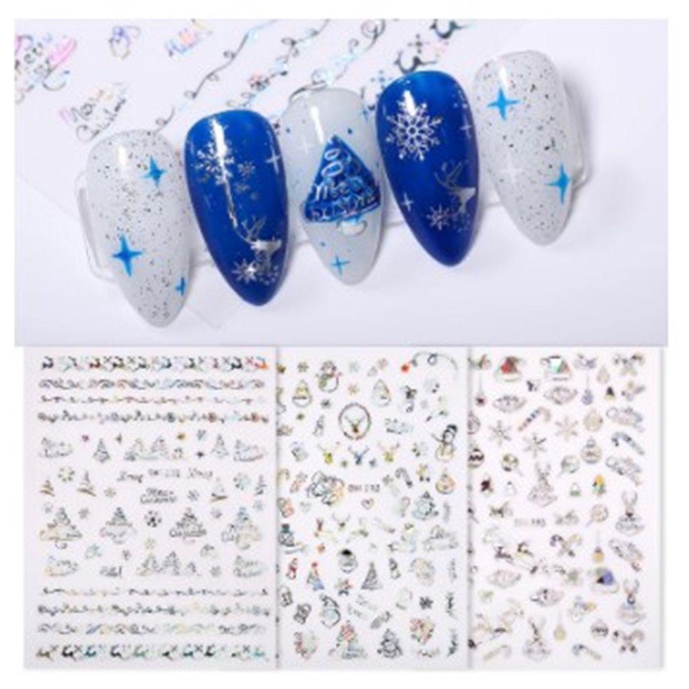 Populer Stiker Kuku Nail Art Dekorasi Maple Leaf Xmas Trees Perekat Manicure