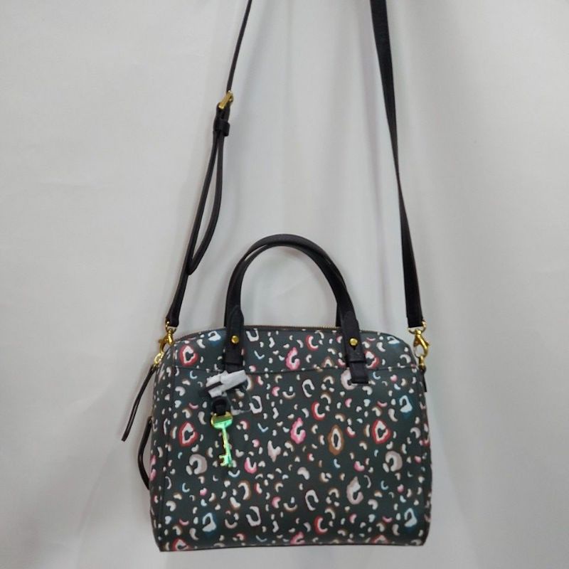 TAS WANITA BRANDED ORIGINAL - FOSIL RACHEL SATCHEL GREEN MULTI