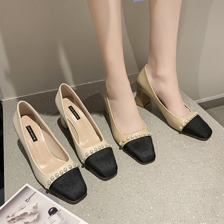 RYS - Dual Pearls Sepatu Heels Wanita Fashion Casual / Kantor - Ori Import