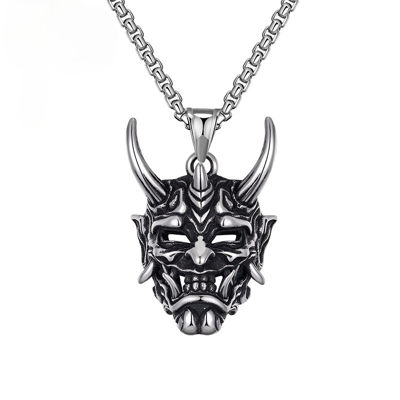 Kalung Liontin Tengkorak Segitiga Hantu prajna monster Bahan alloy Gaya Retro hipster hip hop Untuk Pria