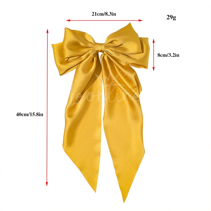 AC074 Jepit Rambut Pita Besar Panjang Ribbon Silk Satin Hairclip Bow Korea