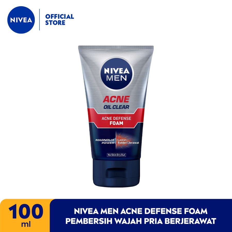 NIVEA MEN Acne Defense Foam 100ml / 100 ml - Pembersih Wajah Pria Berjerawat