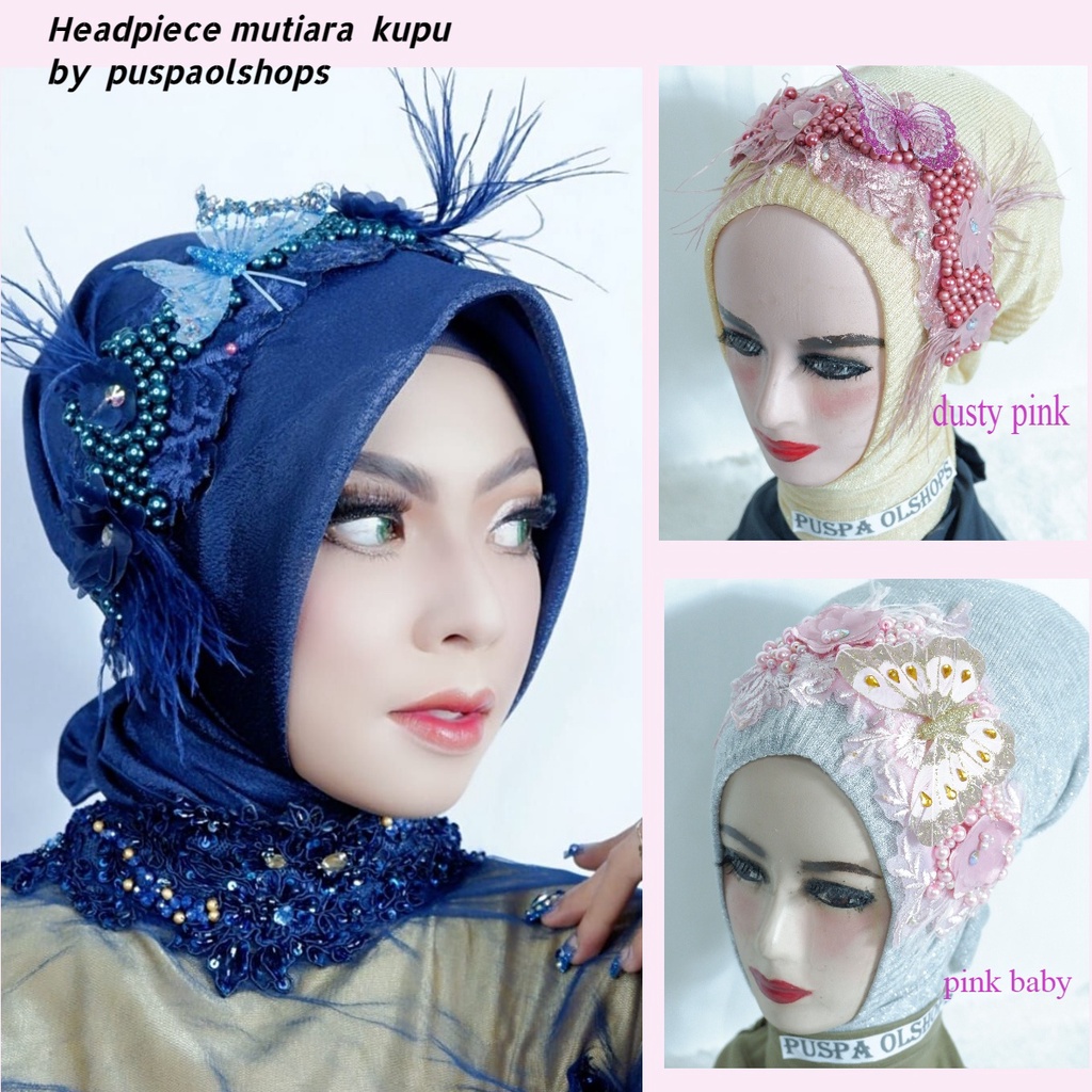 Headpiece  kupu  Mutiara  headpiece hijab  headpiece pengantin