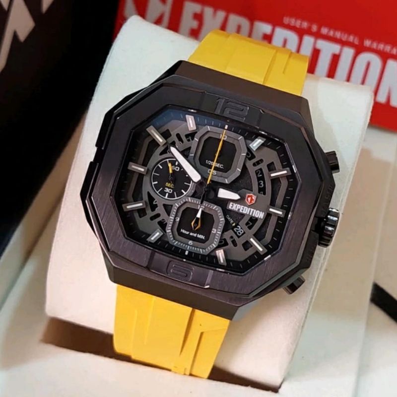 Jam Tangan Expedition E 6813 Pria / E6813 M Black Yellow Original