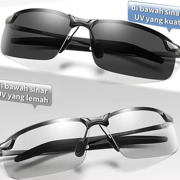 kacamata pria Sunglass Fotosensitif Berubah Warna Kacamata Anti Radiasi UV Photocrom - Hitam