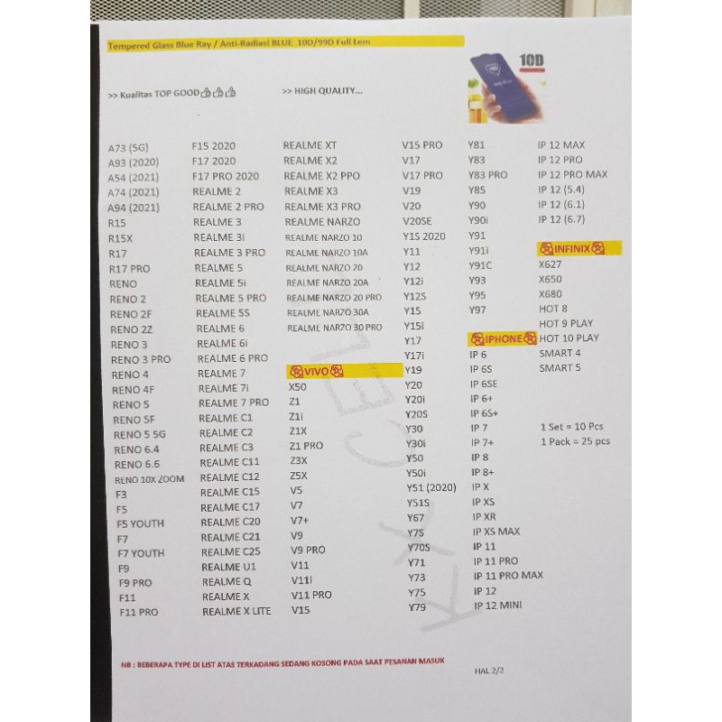 TEMPERED GLASS BLUE  TG KACA ANTI BLUELIGHT ANTI RADIASI SAMSUNG OPPO VIVO IPHONE XIAOMI REALME GROSIR-3