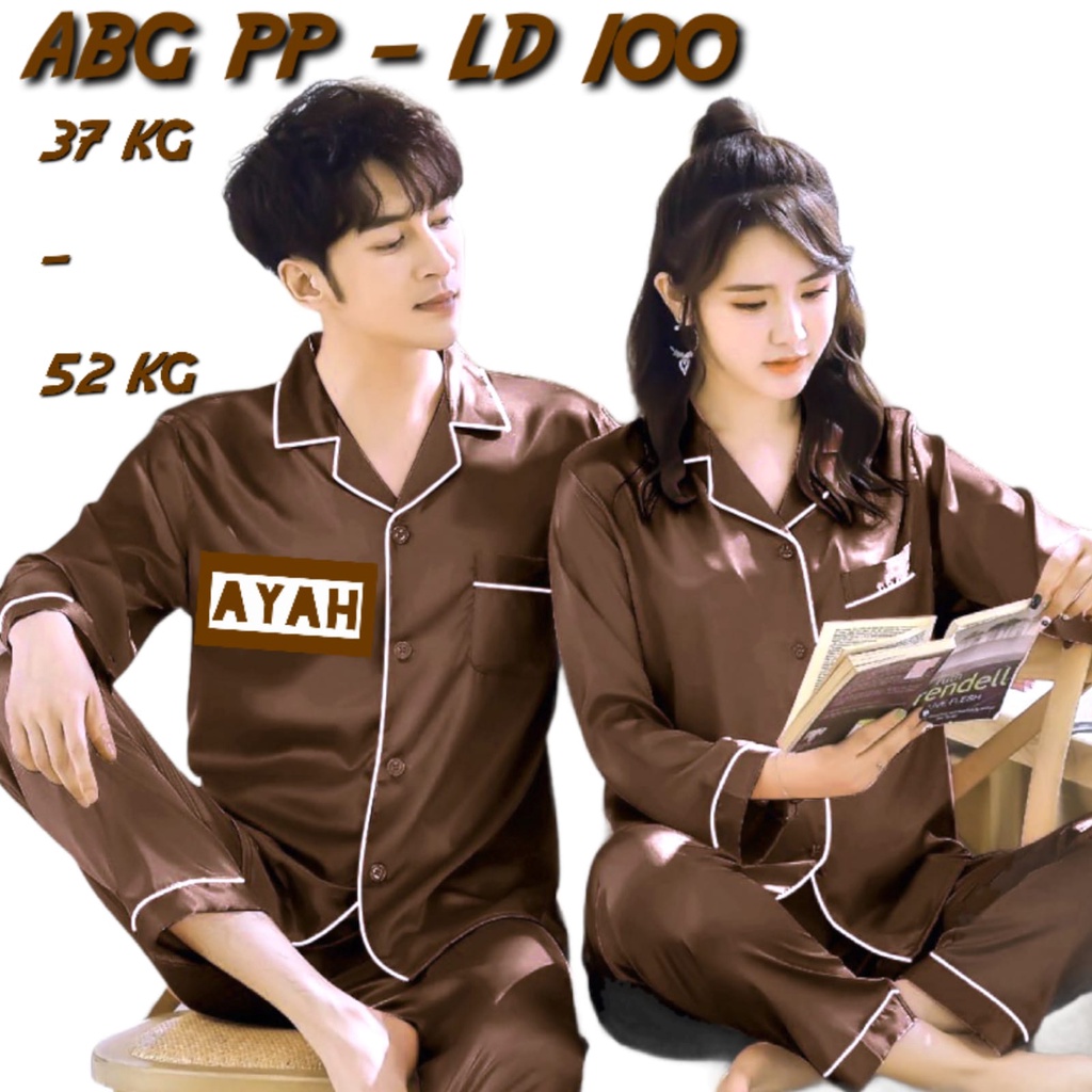 BAJU TIDUR ABG REMAJA CEWEK/COWOK PIYAMA SET LENGAN PANJANG LD 100