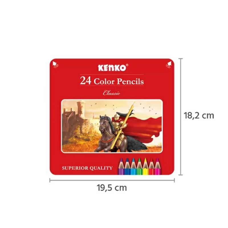 Pensil warna Superior Quality KENKO Kaleng / Tin isi 12 / 24-24 warna