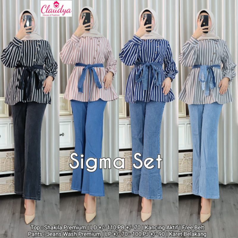 Sigma set by Claudya shakila premium mix jeans wash rr307