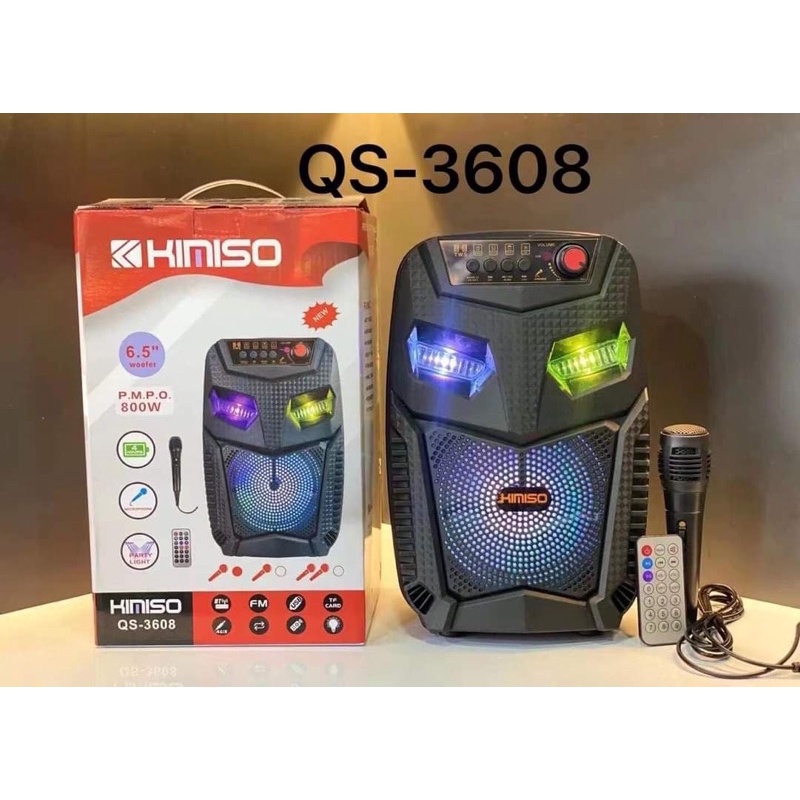 Speaker Bluetooth Portable QS-3608 Bonus Mic Karaoke / Speaker 6.5 Inch Play USB/TF/FM Radio/BT/TWS / Speaker Karaoke Portable