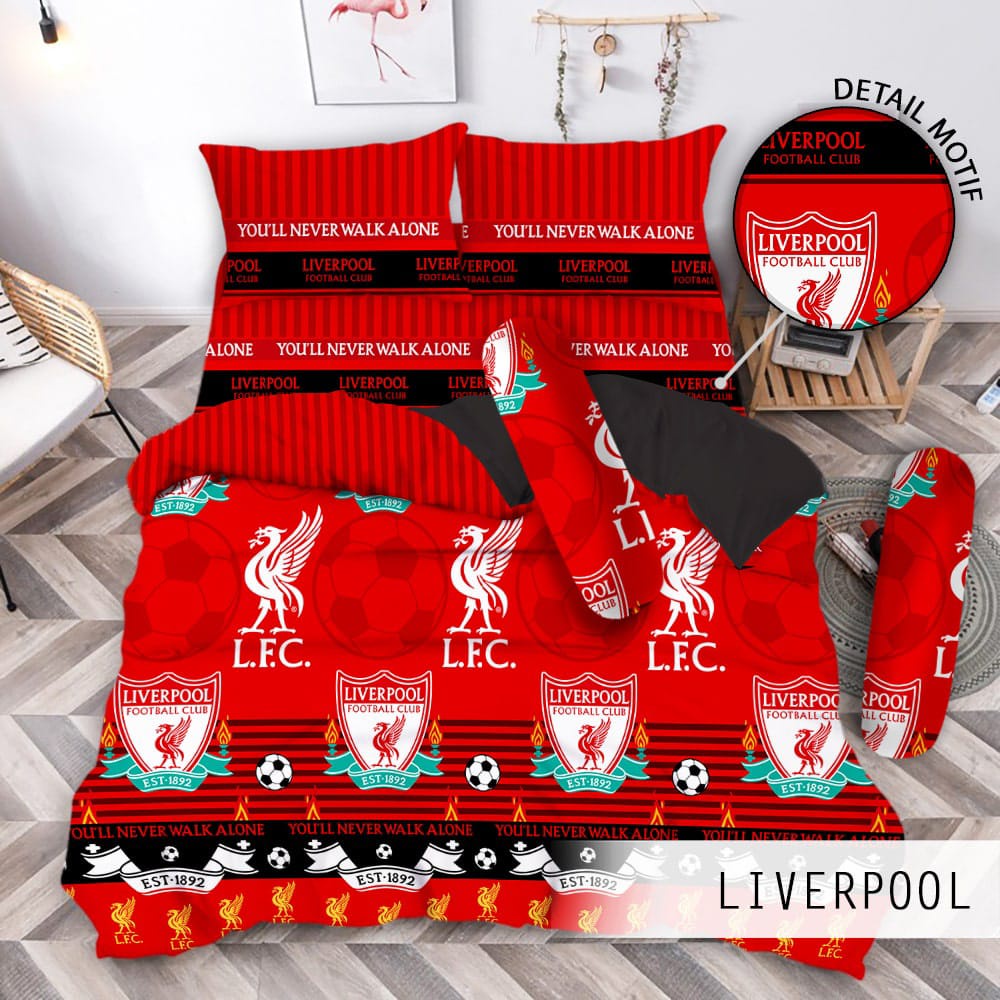 SET Sprei motif bola Liverpool Fc sprei karakter sprei kamar tidur pria kamar tidur wanita sprei sar