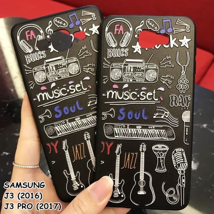 FOR SAMSUNG J3 (2016), J3 PRO (2017)-BLACK MUSIC 3D RELIEF CASE CASING