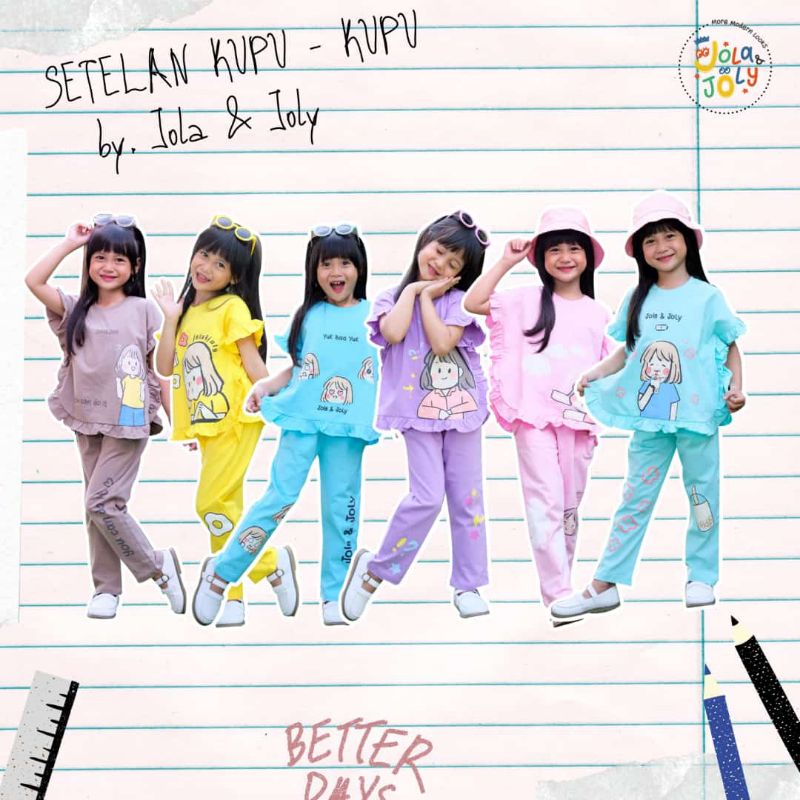 COD // SET KUPU-KUPU BY JOLA & JOLY / SETELAN ANAK PEREMPUAN / SETELAN ANAK CEWEK