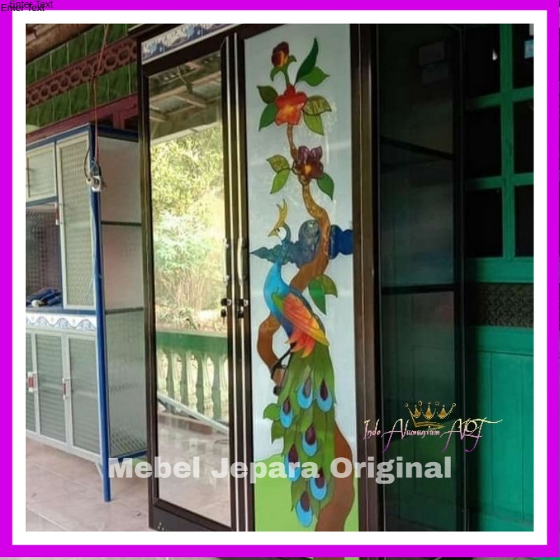 Lemari Pakaian Pintu 2 - Almari Baju Kaca Pintu 2 Bahan Alumunium Kaca