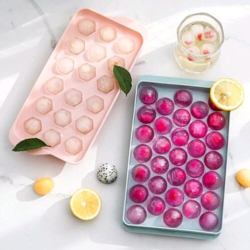 Cetakan Es Batu Bulat 33 Round Ice Cube Crystal Dengan Penutup / Agar / Jelly / Coffee Cube