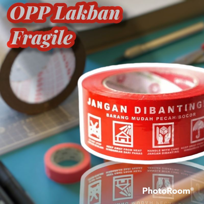 OPP Lakban printing FRAGILE 48 mm x 50m Grosir Terbaik