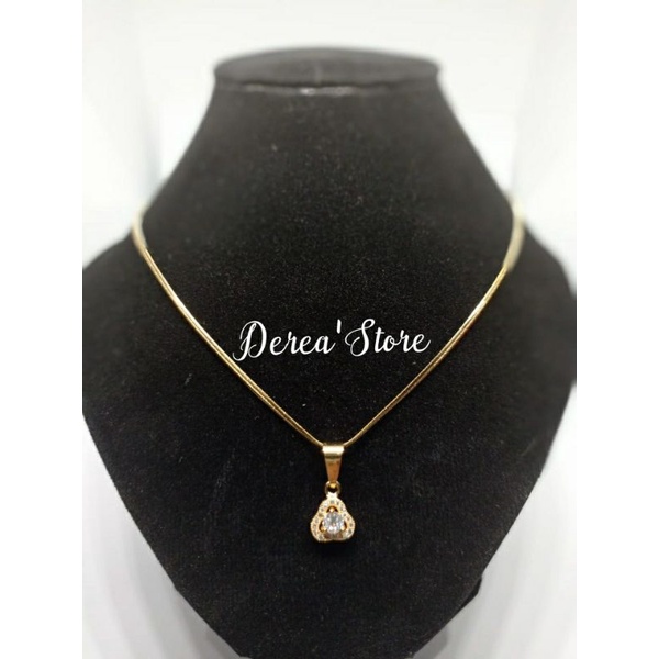 kalung titanium liontin mutiara