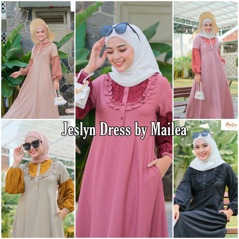 [AGEN RESMI] Jeslyn Dress by Mailea Busui Friendly Gamis Only Bahan ITY Crepe (Ironless)