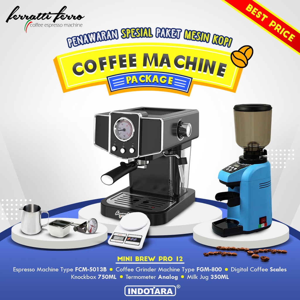 Paket mesin kopi Espresso Mini Brew Pro 10 - 11 - 12