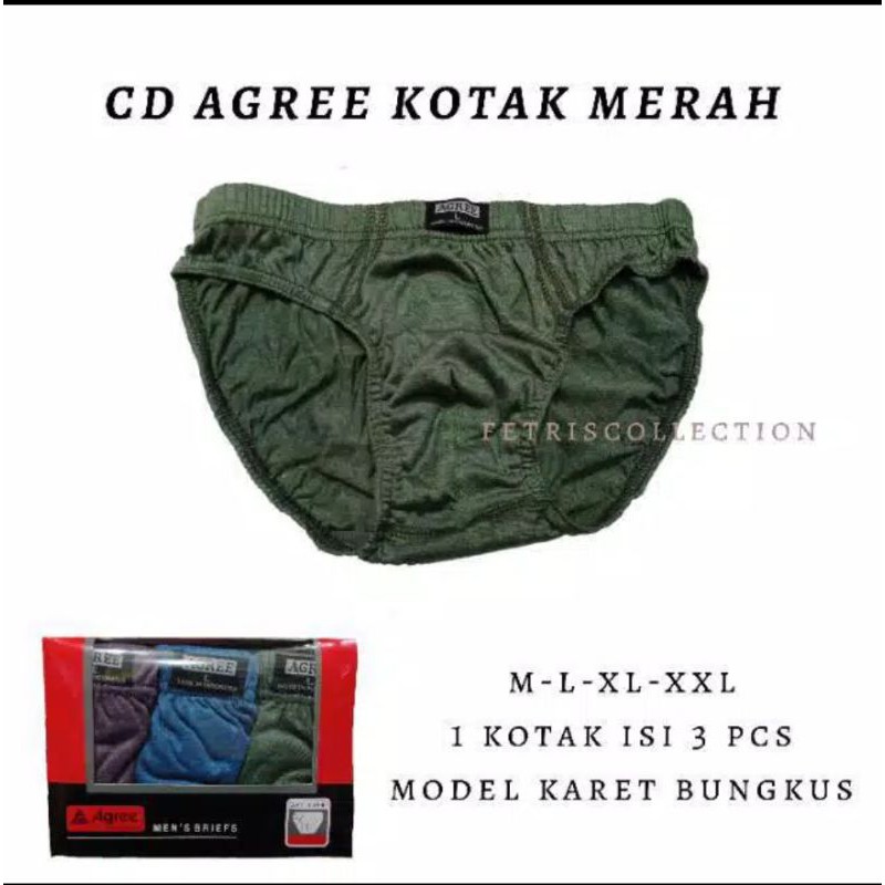 (3pcs) celana dalam pria merk agre kotak merah (R²)